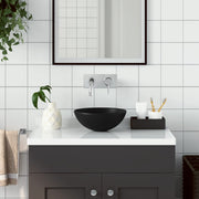 Washbasin round ceramic matt black