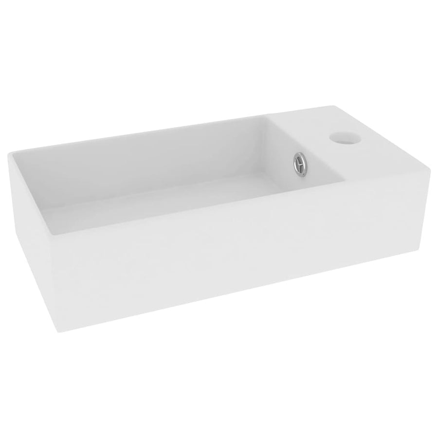 Wastafel Met Overloop Keramiek Mat Wit