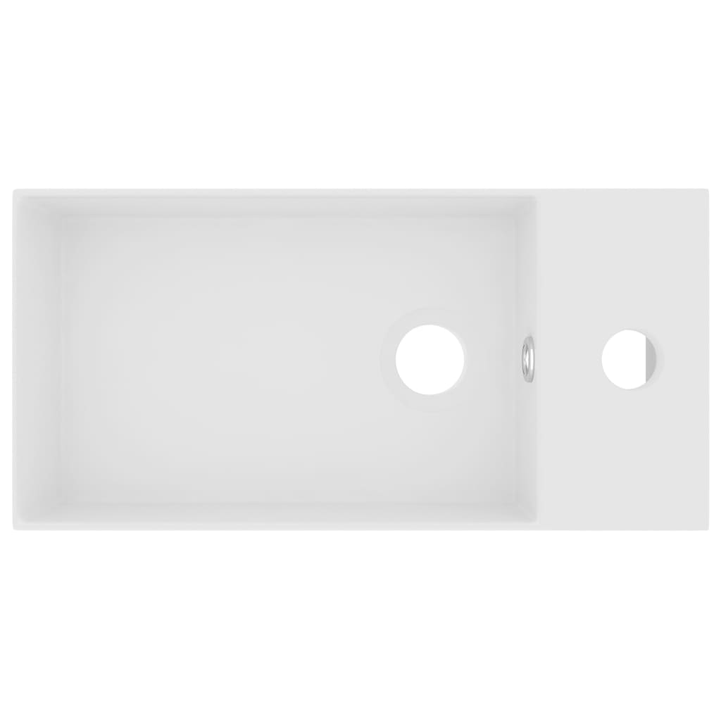 Wastafel Met Overloop Keramiek Mat Wit