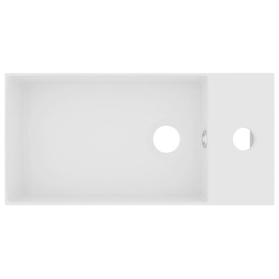 Wastafel Met Overloop Keramiek Mat Wit