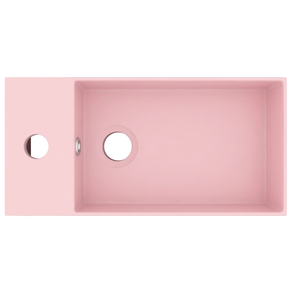Wastafel Met Overloop Keramiek Mat Roze