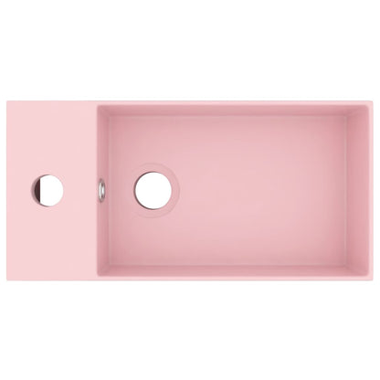 Wastafel Met Overloop Keramiek Mat Roze