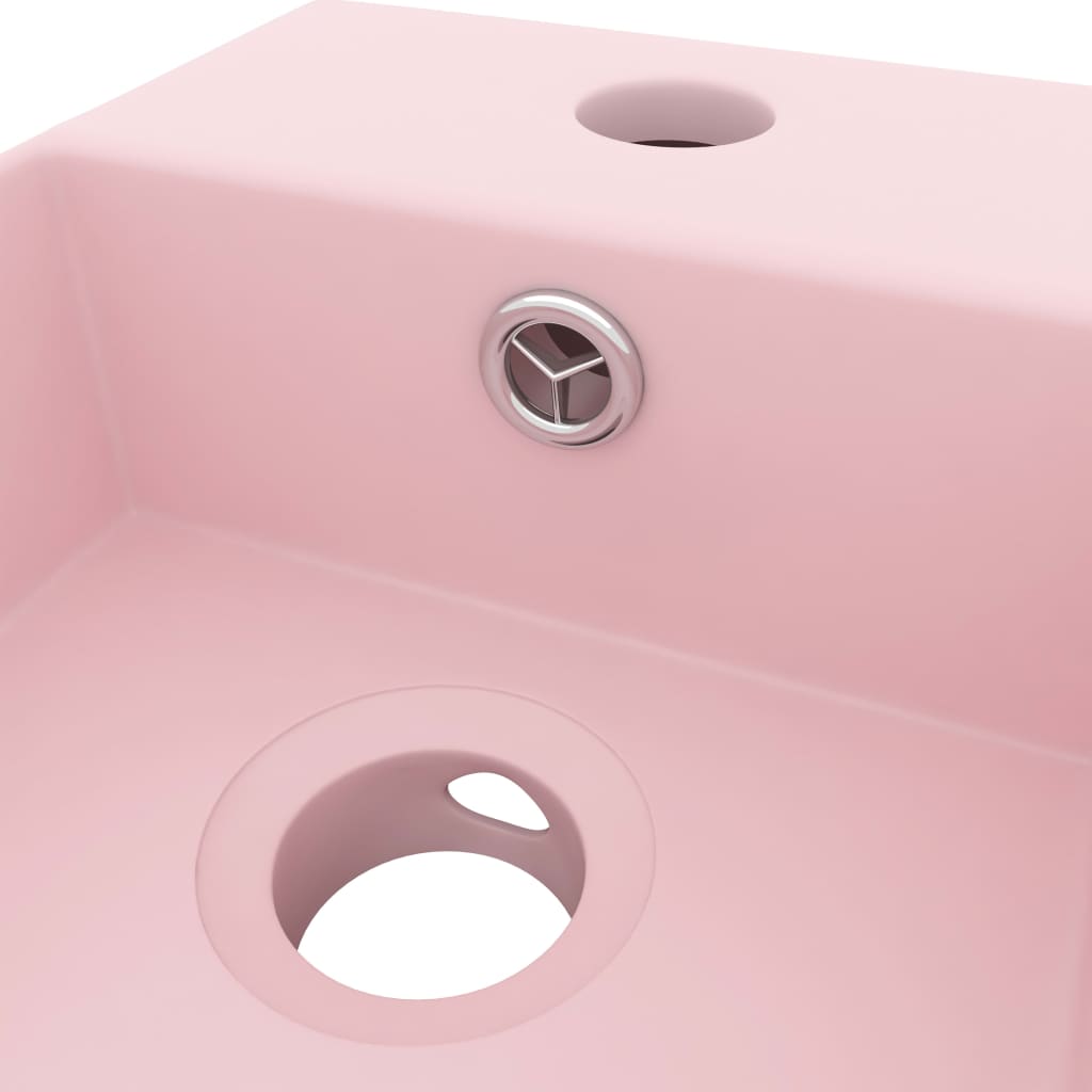 Wastafel Met Overloop Keramiek Mat Roze