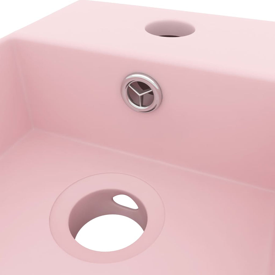 Wastafel Met Overloop Keramiek Mat Roze