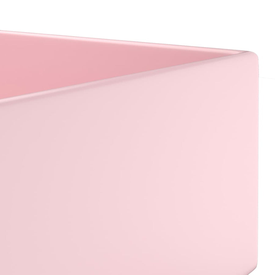 Wastafel Met Overloop Keramiek Mat Roze