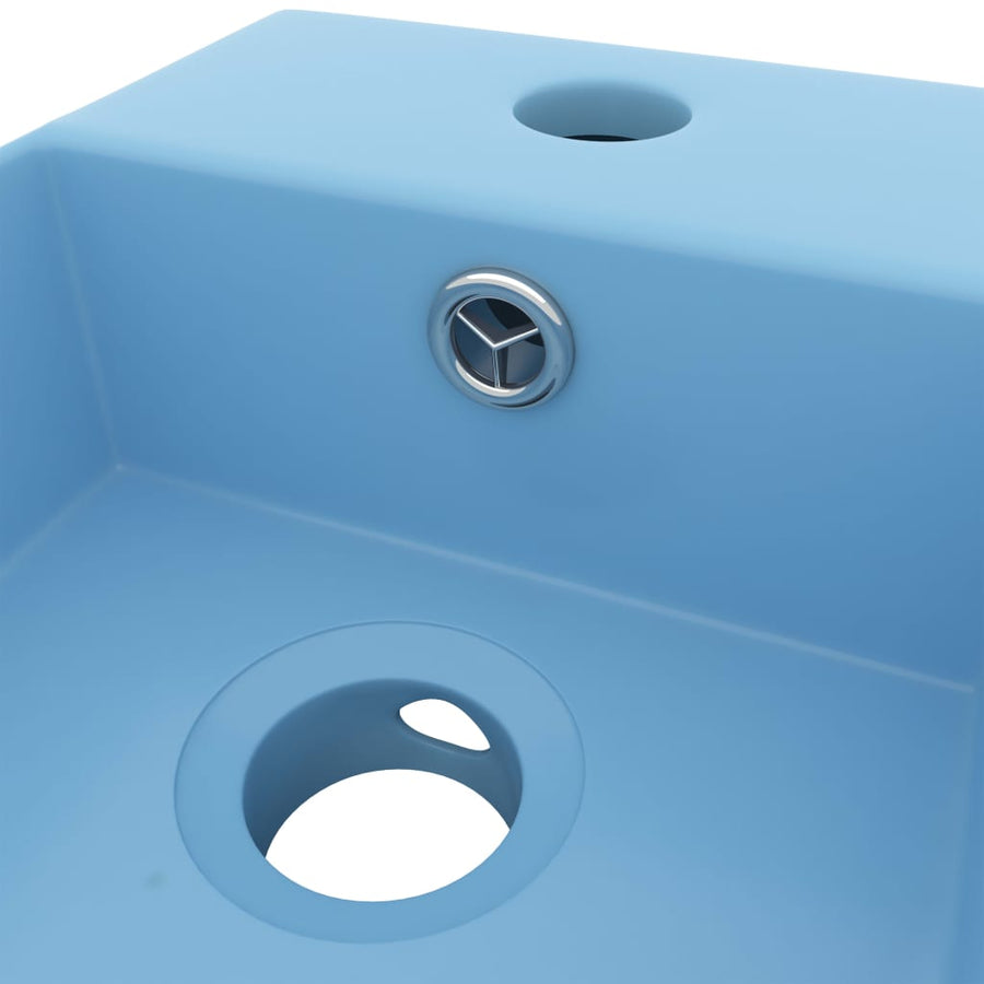 Wastafel met overloop keramiek lichtblauw lichtblauw