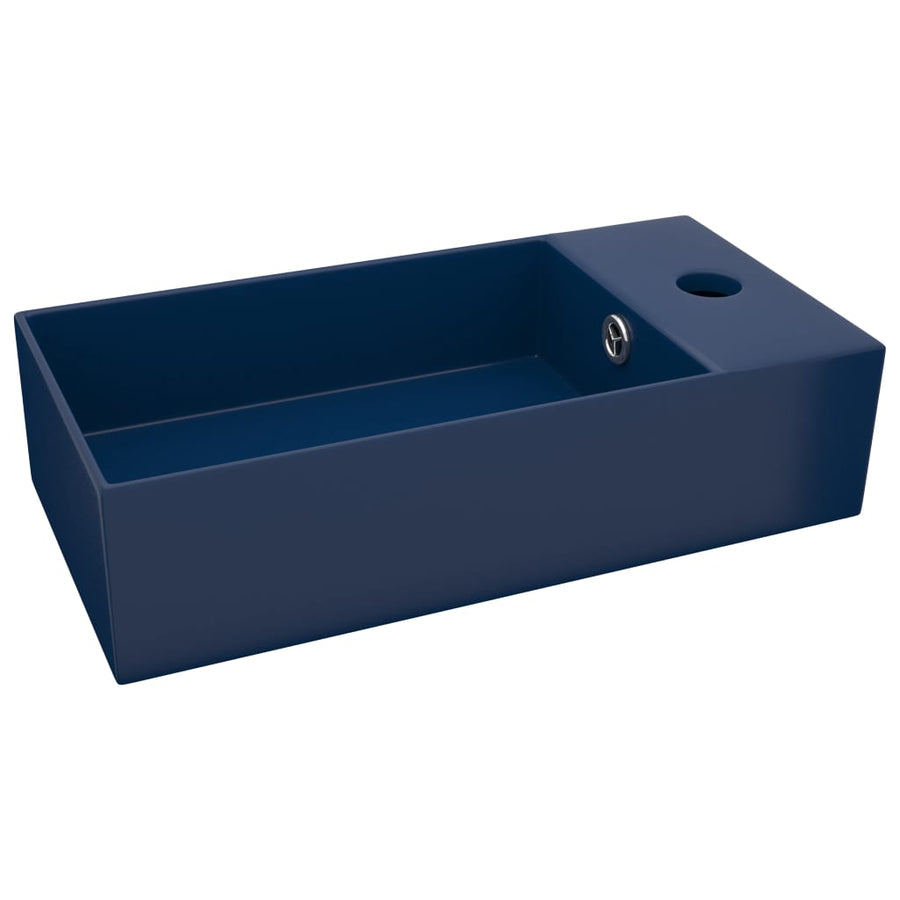 Wastafel met overloop keramiek donkerblauw Donkerblauw