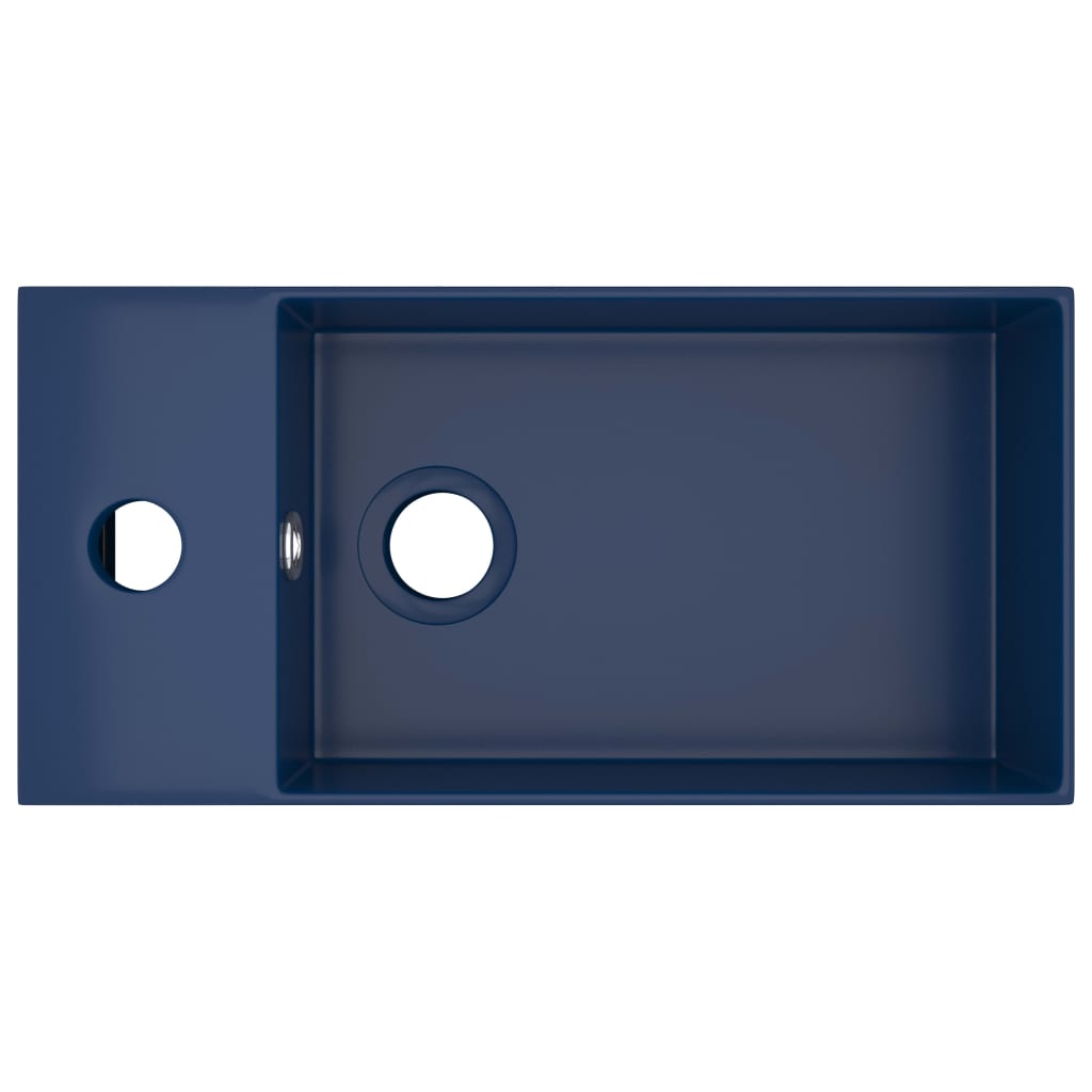 Wastafel met overloop keramiek donkerblauw Donkerblauw