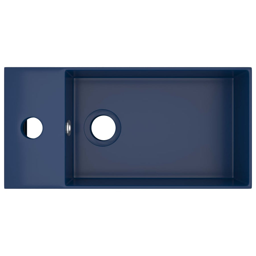Wastafel met overloop keramiek donkerblauw Donkerblauw