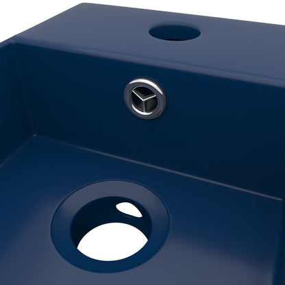Wastafel met overloop keramiek donkerblauw Donkerblauw