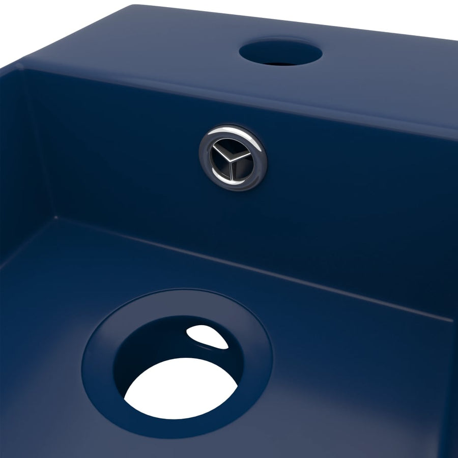 Wastafel met overloop keramiek donkerblauw Donkerblauw