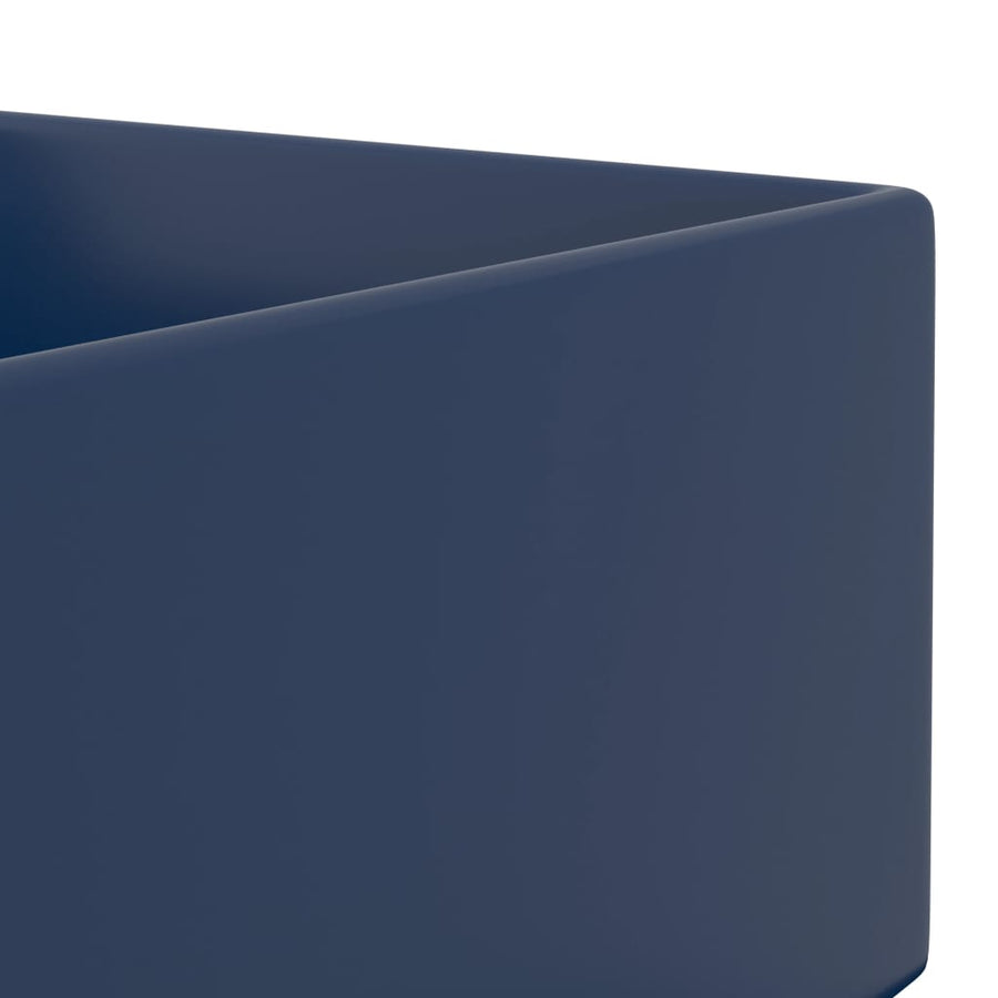 Wastafel met overloop keramiek donkerblauw Donkerblauw