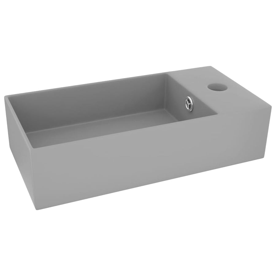 Wastafel met overloop keramiek lichtgrijs Lichtgrijs