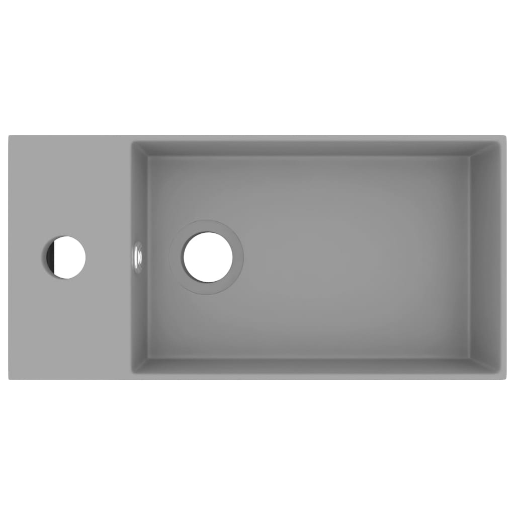 Wastafel met overloop keramiek lichtgrijs Lichtgrijs