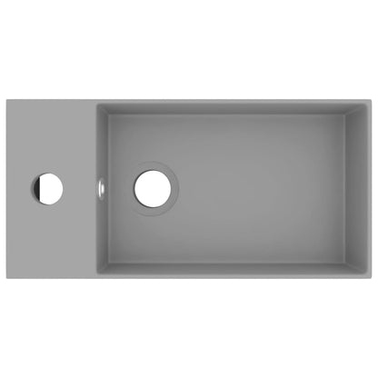 Wastafel met overloop keramiek lichtgrijs Lichtgrijs