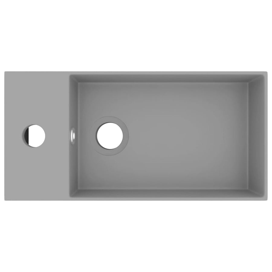 Wastafel met overloop keramiek lichtgrijs Lichtgrijs