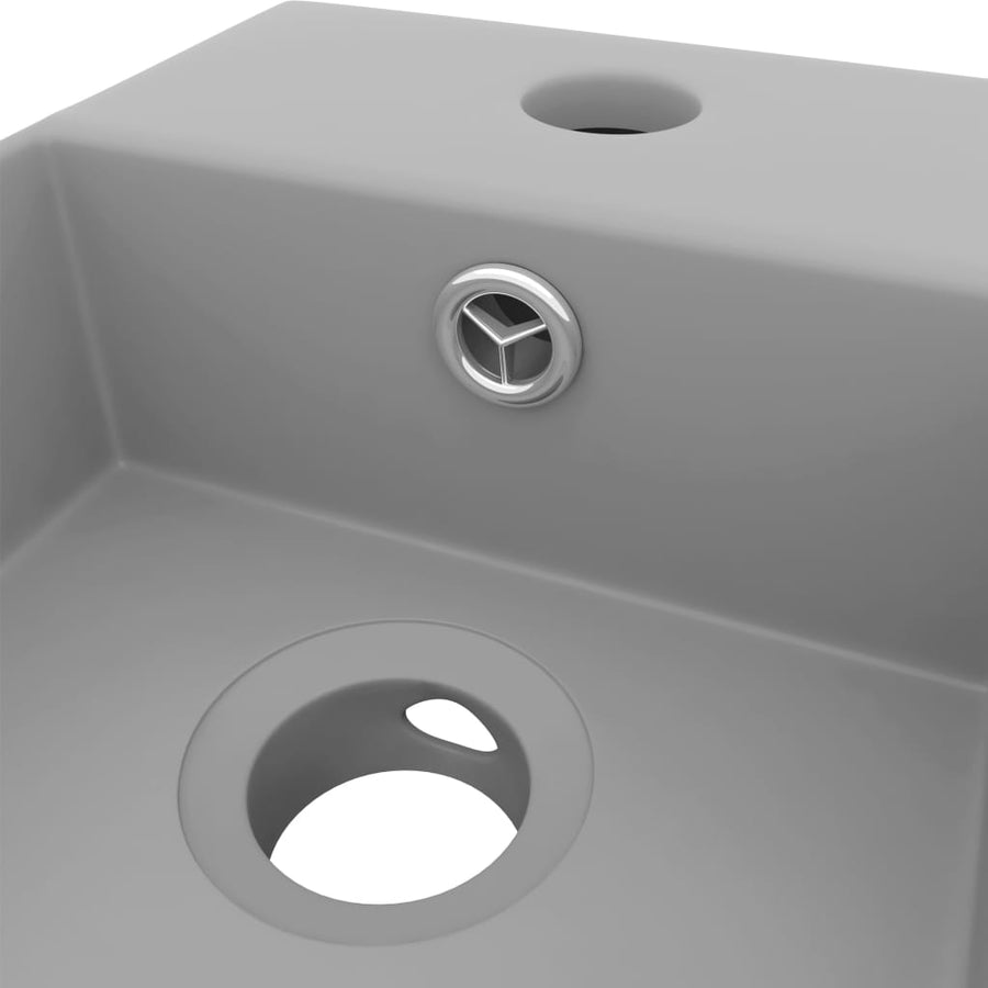 Wastafel met overloop keramiek lichtgrijs Lichtgrijs