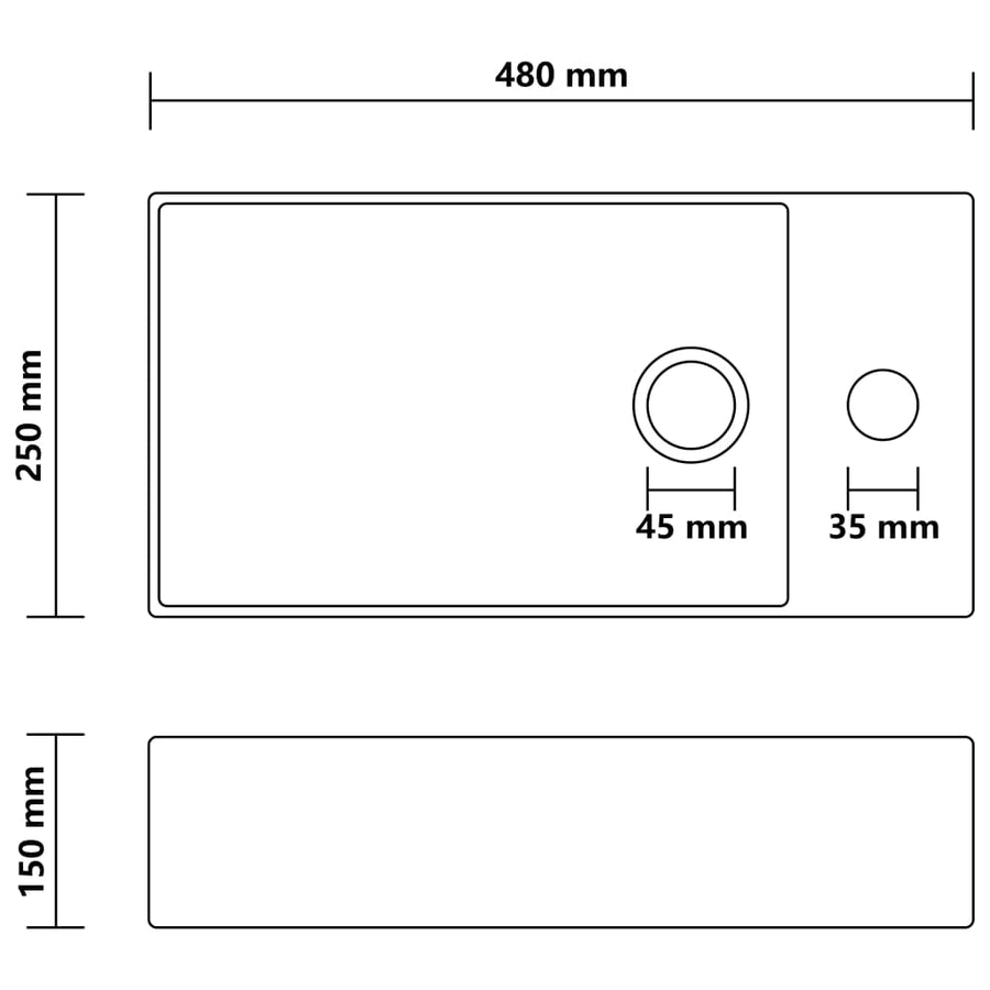 Wastafel met overloop keramiek lichtgrijs Lichtgrijs