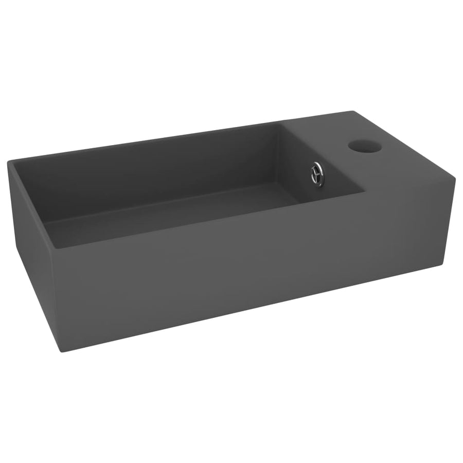 Wastafel met overloop keramiek donkergrijs Donkergrijs