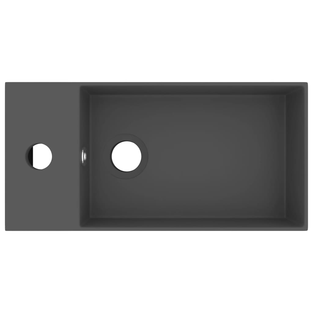 Wastafel met overloop keramiek donkergrijs Donkergrijs