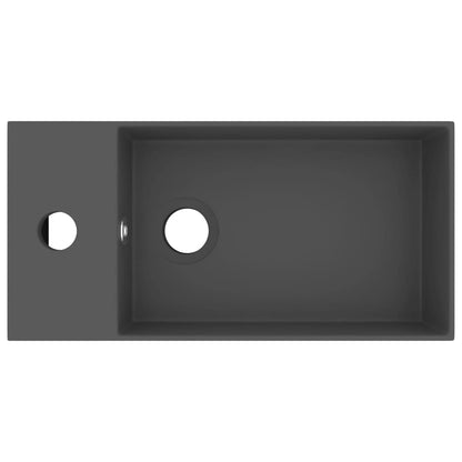 Wastafel met overloop keramiek donkergrijs Donkergrijs