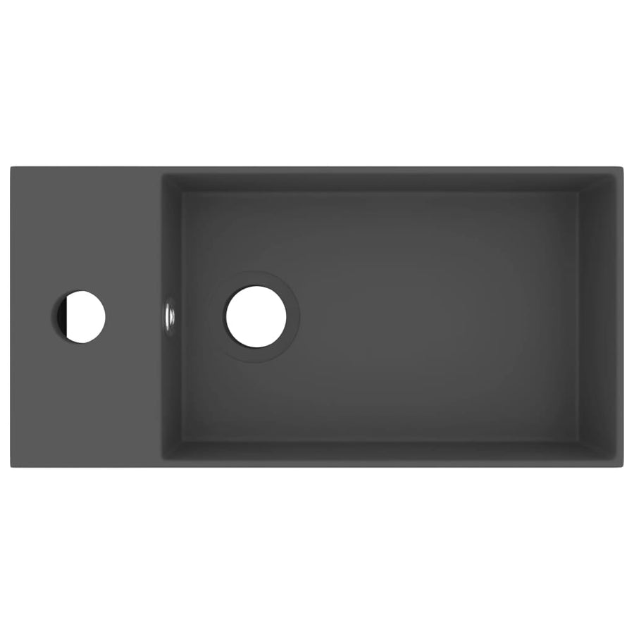 Wastafel met overloop keramiek donkergrijs Donkergrijs