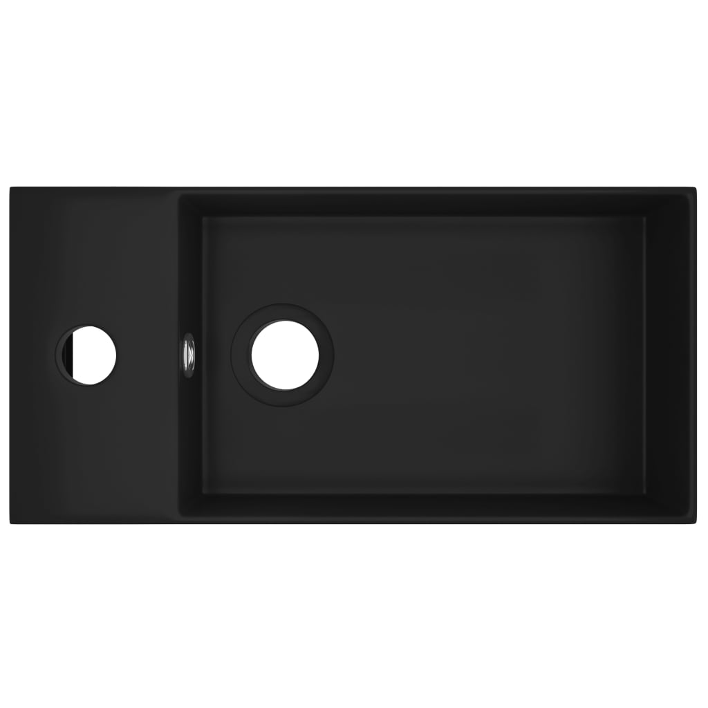 Wastafel met overloop keramiek matzwart Zwart