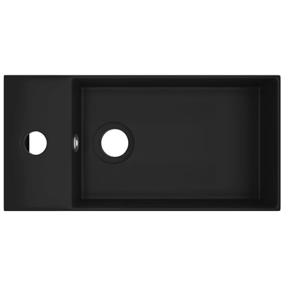 Wastafel met overloop keramiek matzwart Zwart