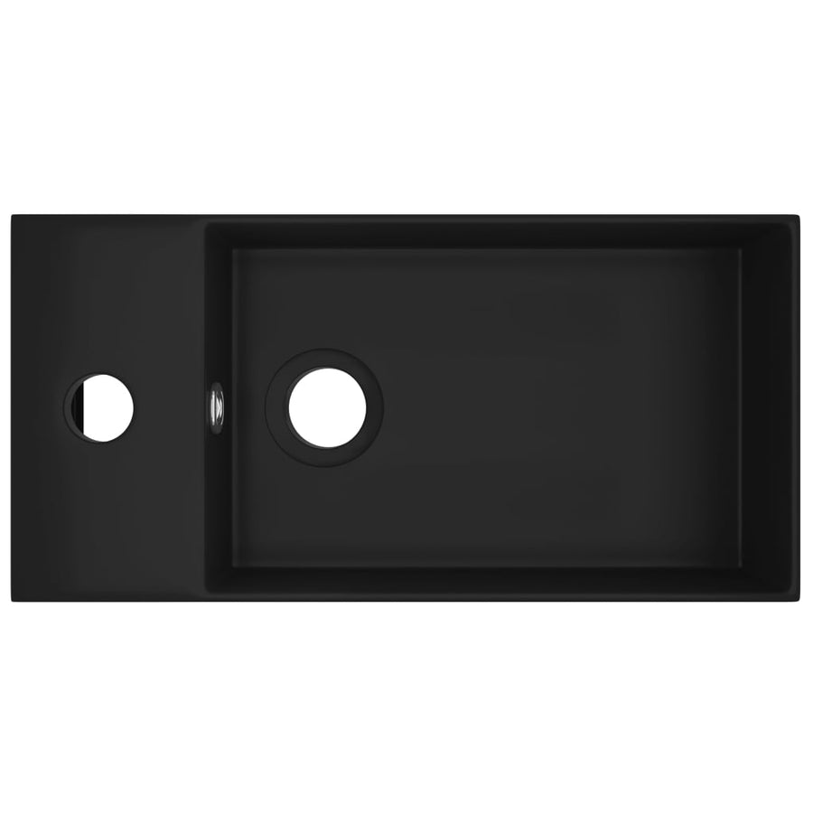Wastafel met overloop keramiek matzwart Zwart