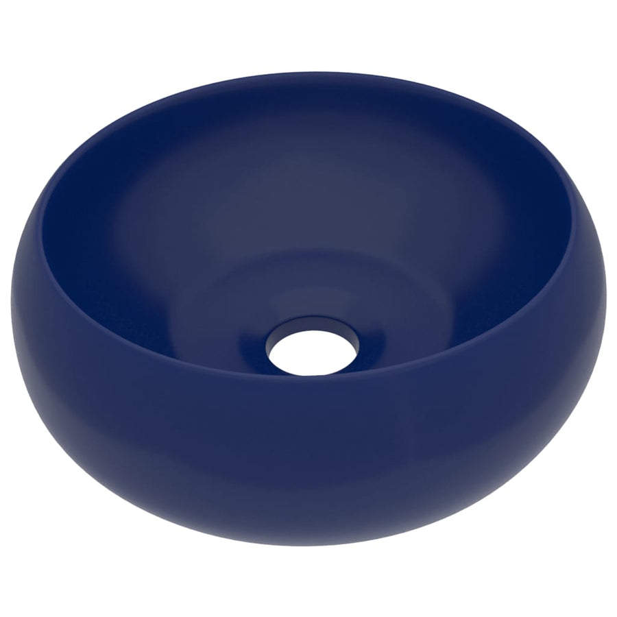 Wastafel Rond 40X15 Cm Keramiek Mat Donkerblauw matte dark blue