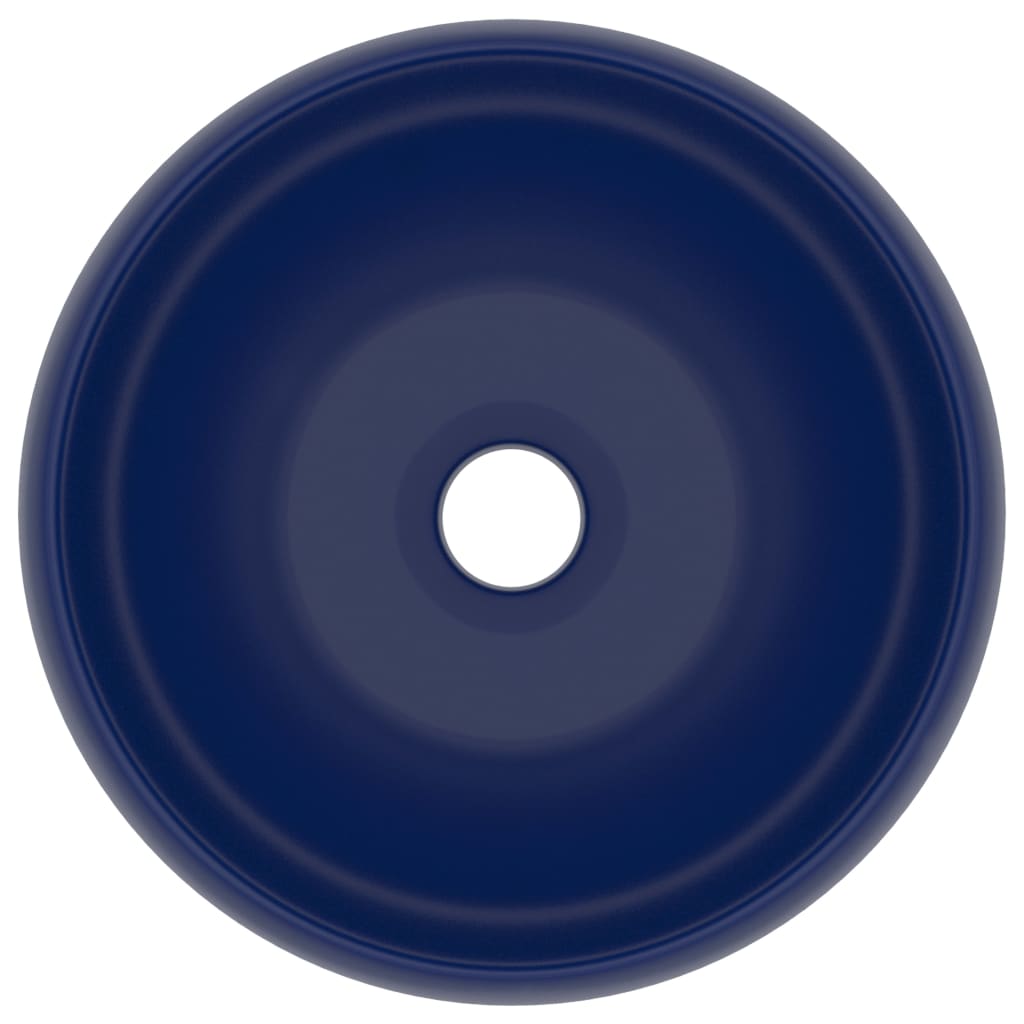 Wastafel Rond 40X15 Cm Keramiek Mat Donkerblauw matte dark blue
