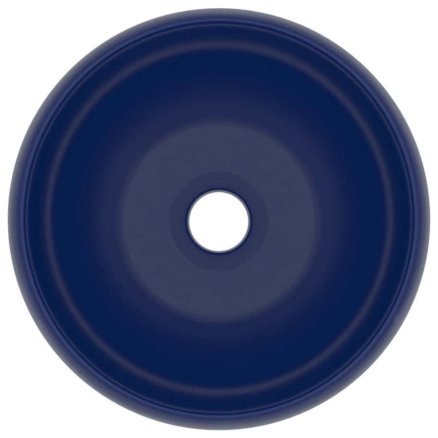 Wastafel Rond 40X15 Cm Keramiek Mat Donkerblauw matte dark blue