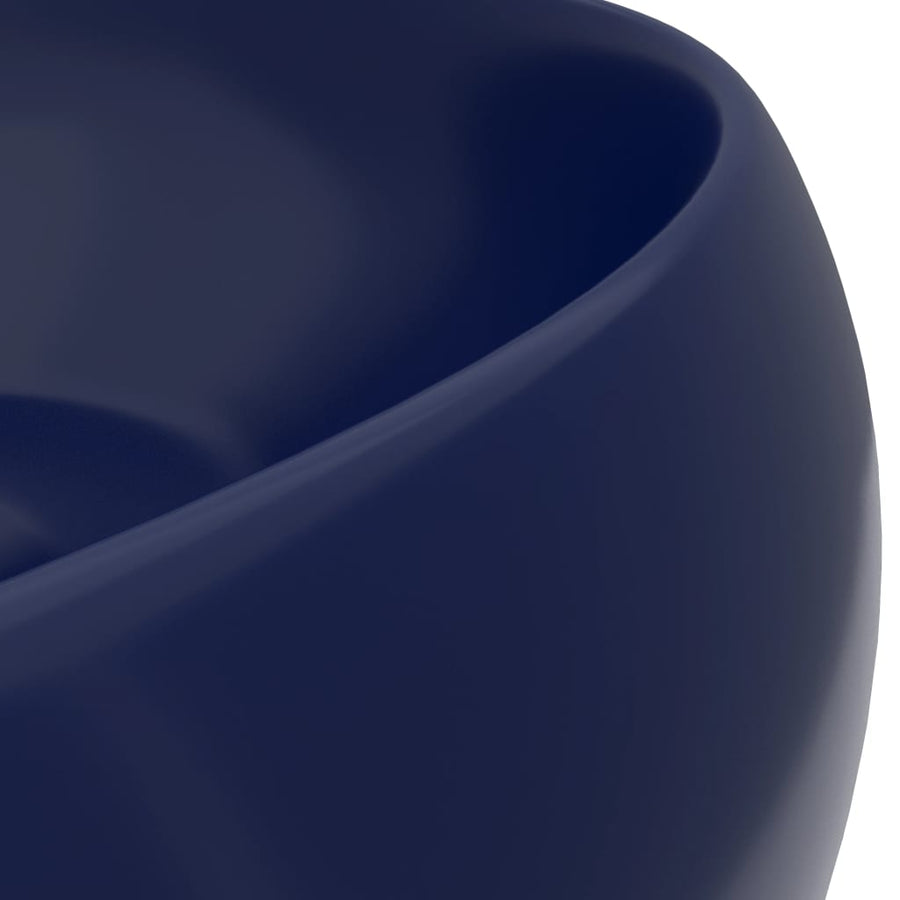 Wastafel Rond 40X15 Cm Keramiek Mat Donkerblauw matte dark blue
