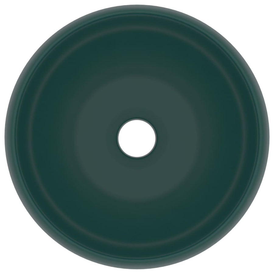 Wastafel Rond 40X15 Cm Keramiek Mat Donkergroen matte dark green