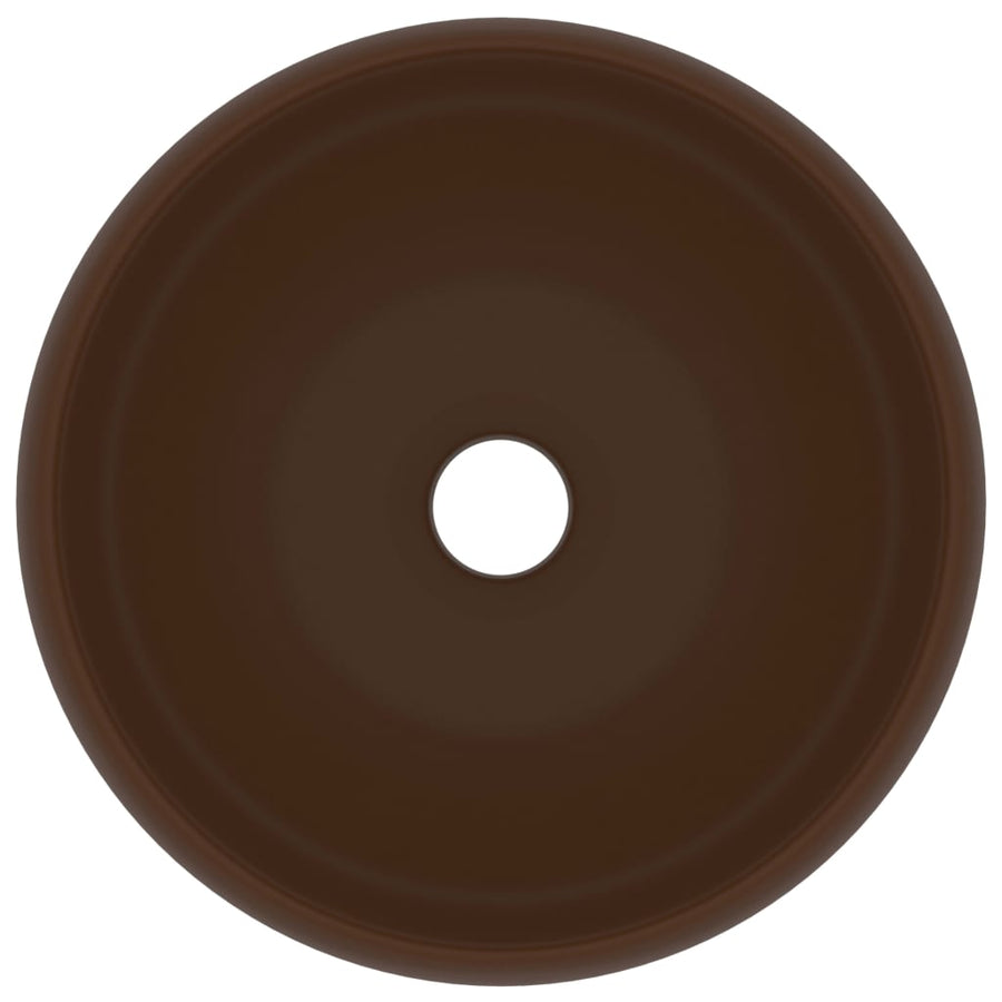 Wastafel Rond 40X15 Cm Keramiek Mat Donkerbruin matte dark brown