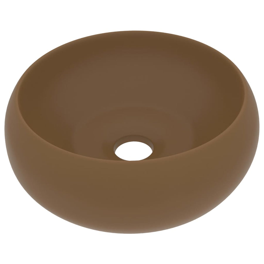Wastafel Rond 40X15 Cm Keramiek Matcrème matecrèmekleurig
