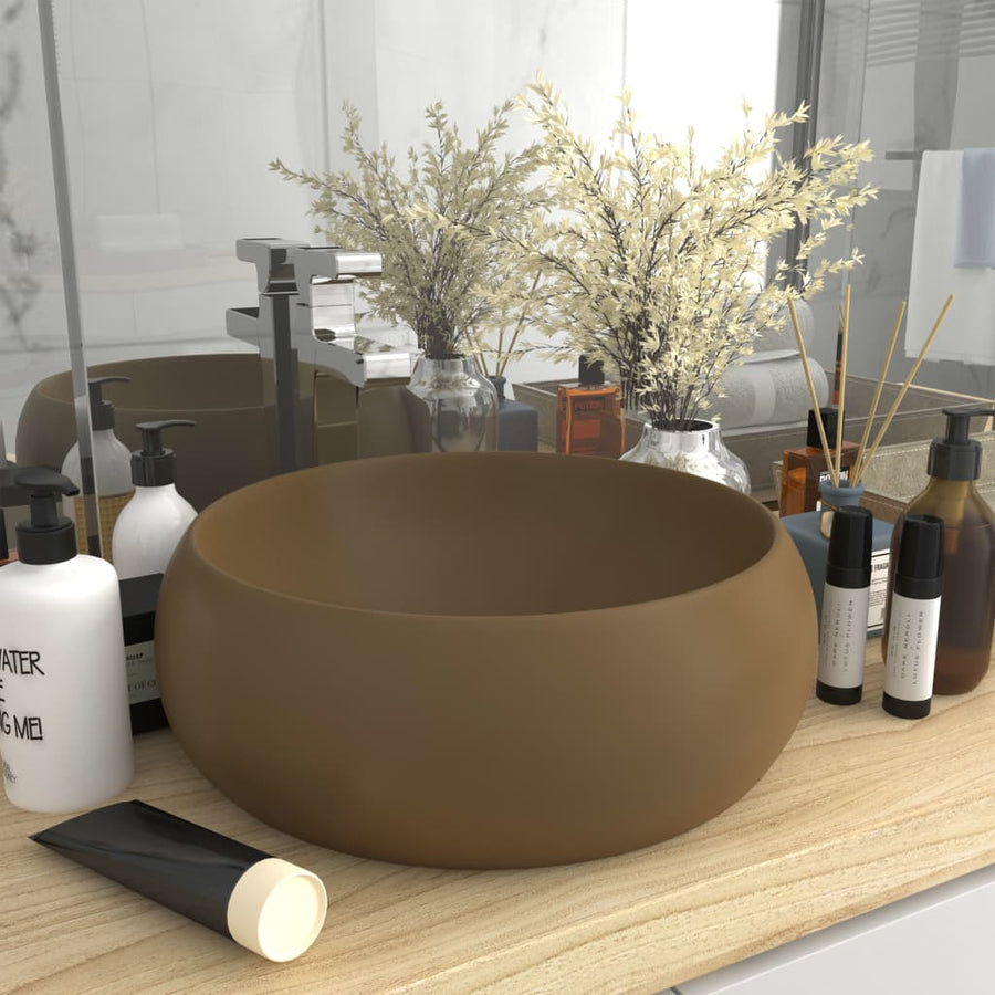 Wastafel Rond 40X15 Cm Keramiek Matcrème matecrèmekleurig