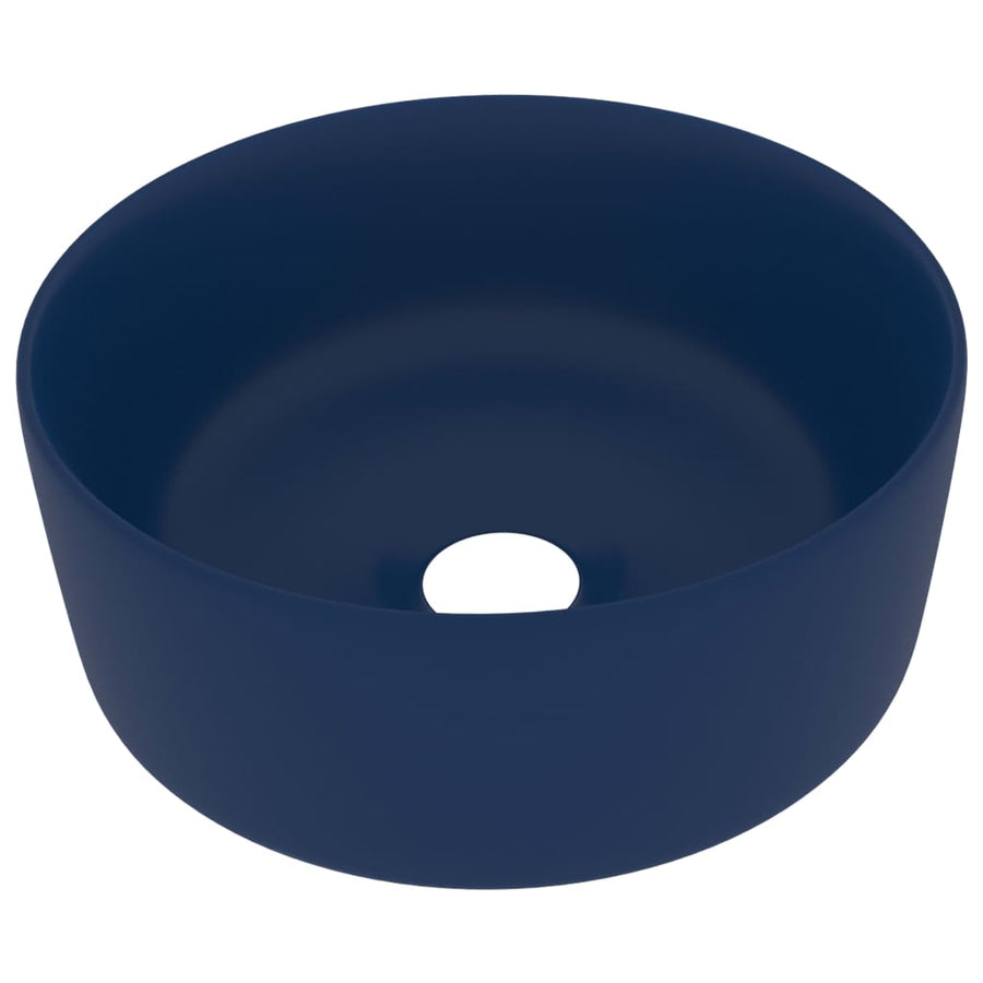Wastafel rond 40x15 cm keramiek mat donkerblauw matte dark blue