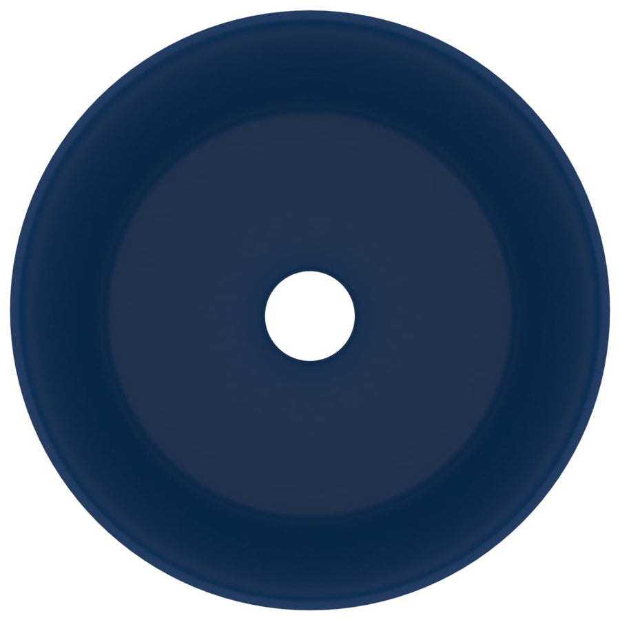 Wastafel rond 40x15 cm keramiek mat donkerblauw matte dark blue