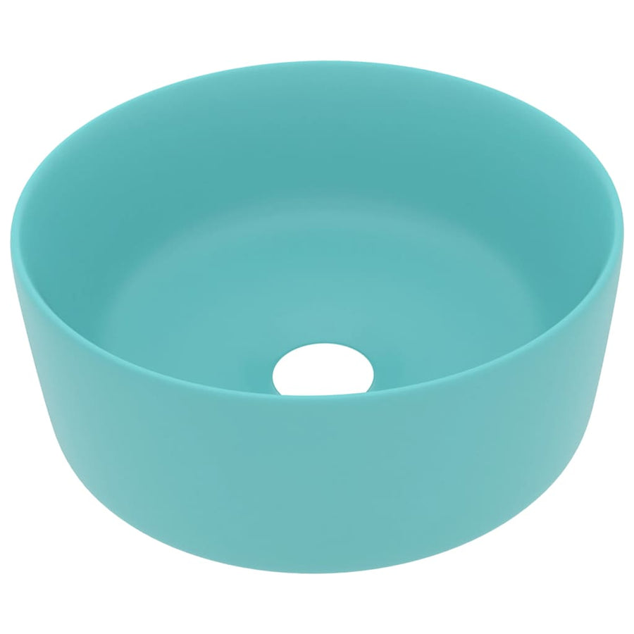 Wastafel rond 40x15 cm keramiek mat lichtgroen matte light green