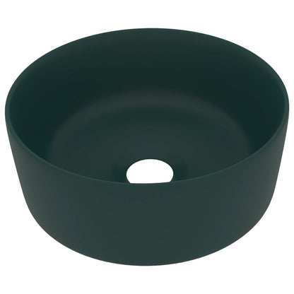 Wastafel rond 40x15 cm keramiek mat donkergroen matte dark green