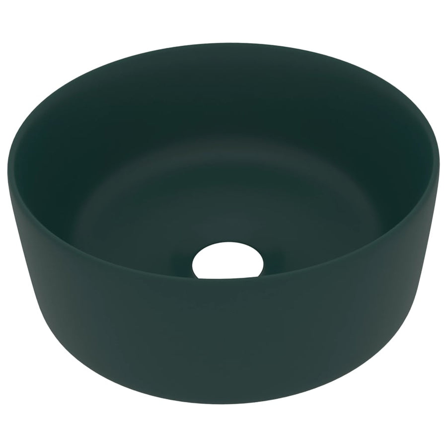Wastafel rond 40x15 cm keramiek mat donkergroen matte dark green