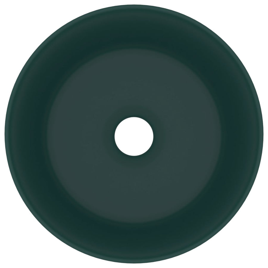 Wastafel rond 40x15 cm keramiek mat donkergroen matte dark green