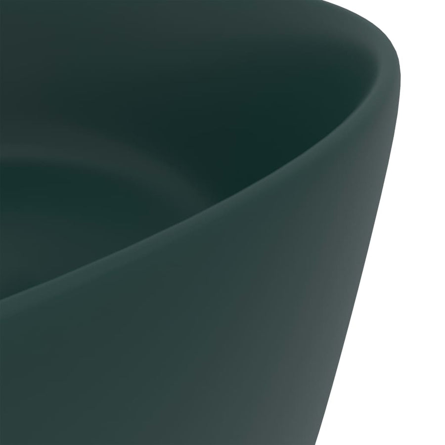Wastafel rond 40x15 cm keramiek mat donkergroen matte dark green