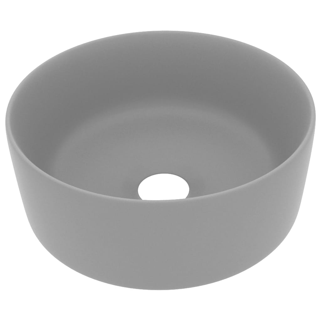 Wastafel rond 40x15 cm keramiek mat lichtgrijs matte light grey