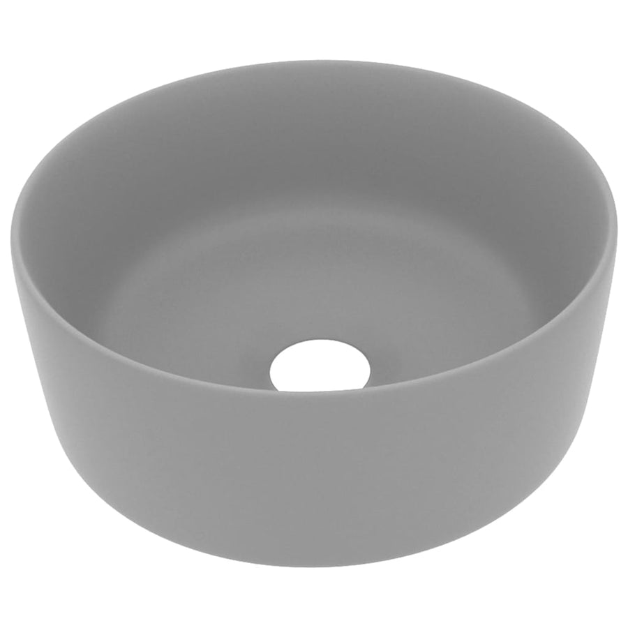 Wastafel rond 40x15 cm keramiek mat lichtgrijs matte light grey