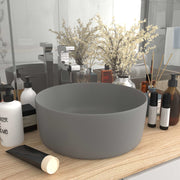 Basin round 40x15 cm ceramic matt light grey