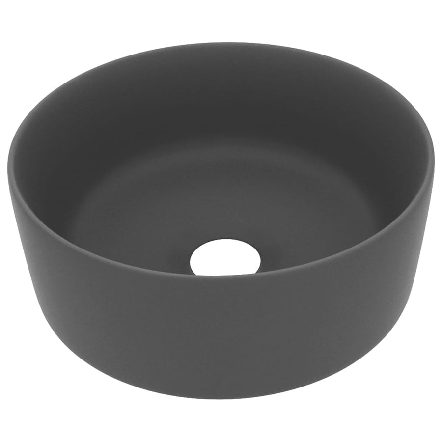 Wastafel rond 40x15 cm keramiek mat donkergrijs matte dark grey