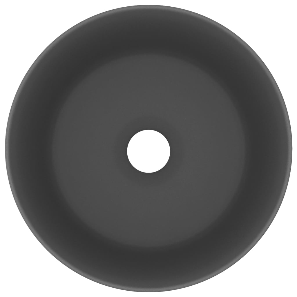 Wastafel rond 40x15 cm keramiek mat donkergrijs matte dark grey