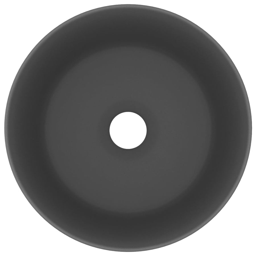 Wastafel rond 40x15 cm keramiek mat donkergrijs matte dark grey